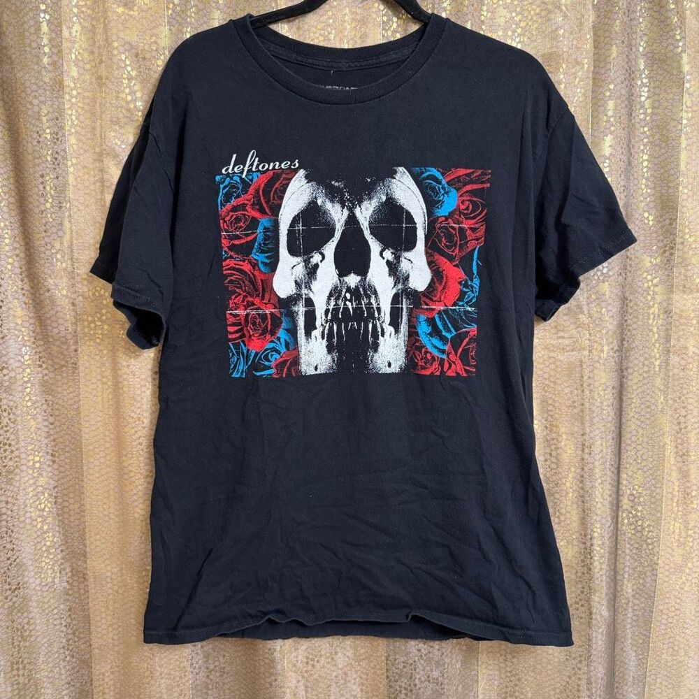 Deftones Self Titled Black Skull Roses T Shirt Large Modern Unisex
